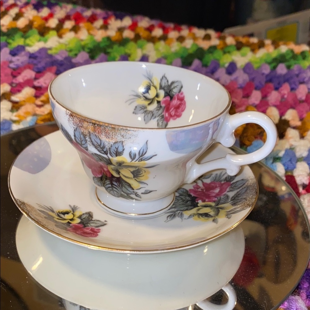 Vintage Floral Teacup and Saucer Set